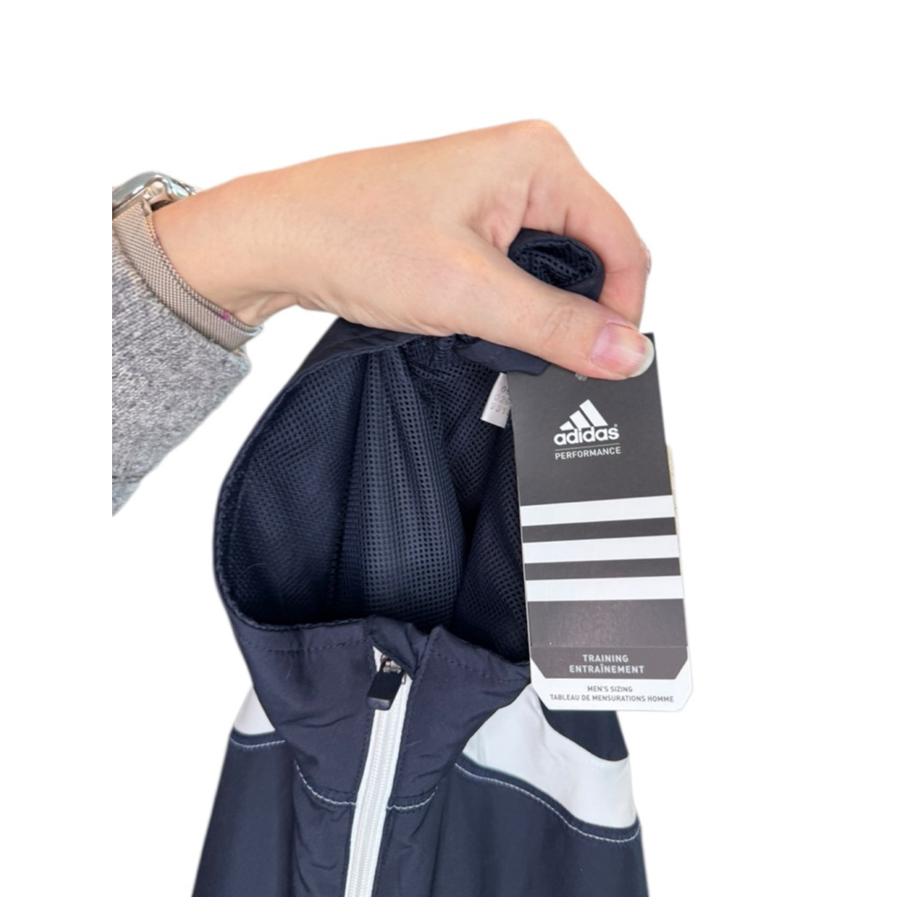 Men's Adidas Dark Navy / black White Windbreaker Jacket XL - Picture 3 of 4